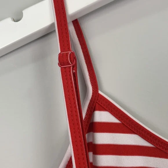 Lane Bryant Red White Striped Spaghetti Strap Tank Top w Adjustable Strap - Picture 5 of 6